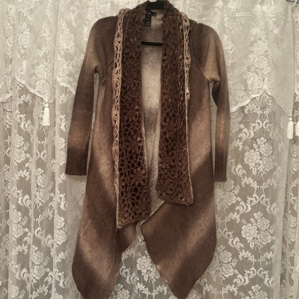 y2k wool crochet cardigan